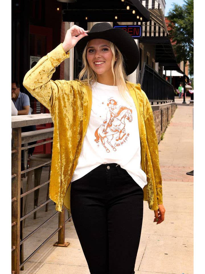 Catch Her If You Can White T-Shirt for wholesale on Faire
