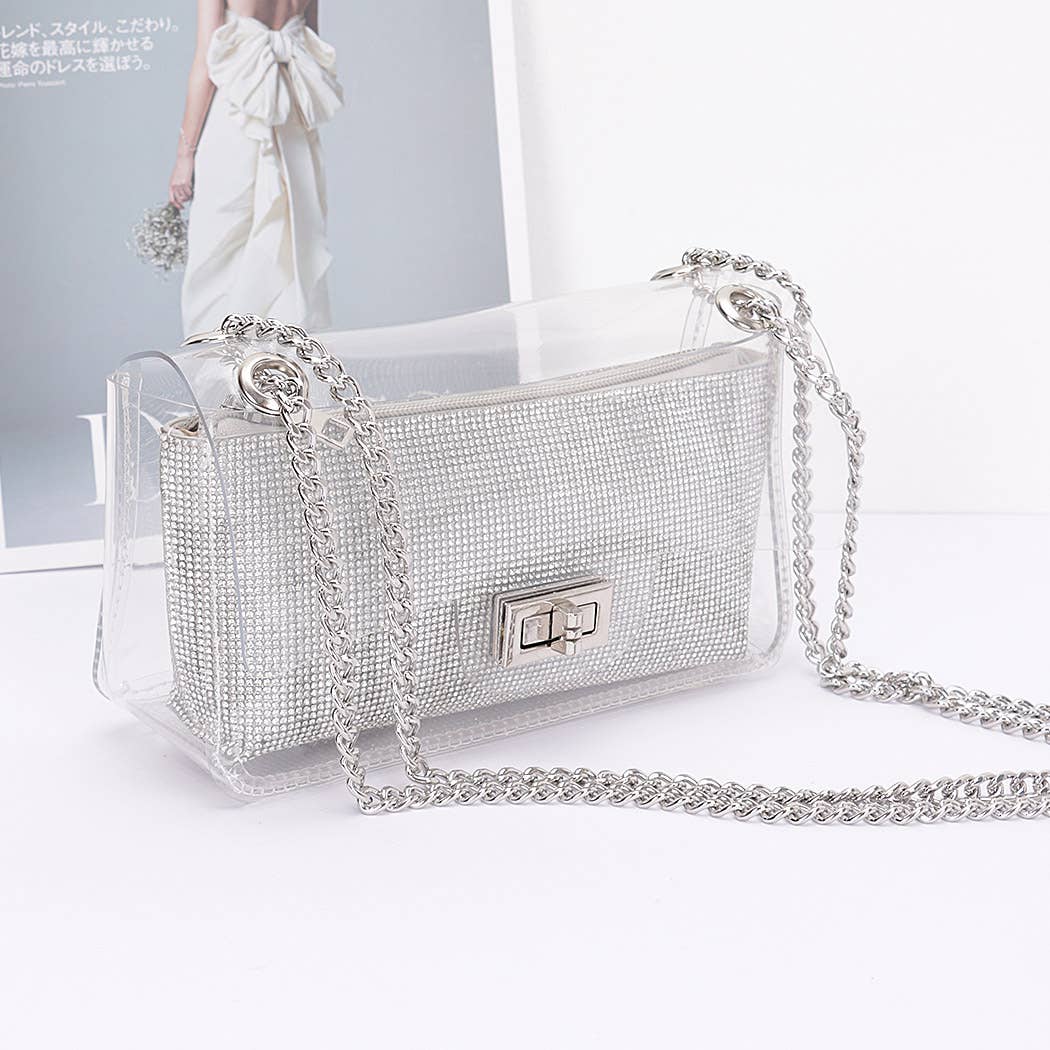 3AM BY H&D ACCESSORIES - Wholesale Crossbody Bag - Women's - Transparent Crossbody Bag W/Rhinestone Clutch12