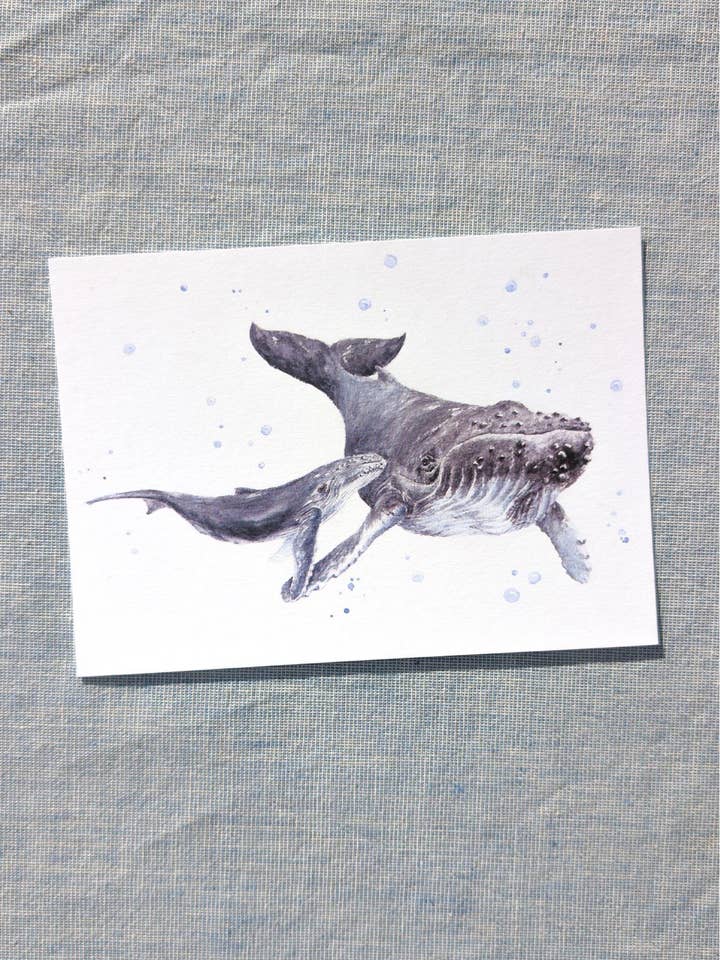 Carte postale Baleines à bosse pour la vente par Jona Art