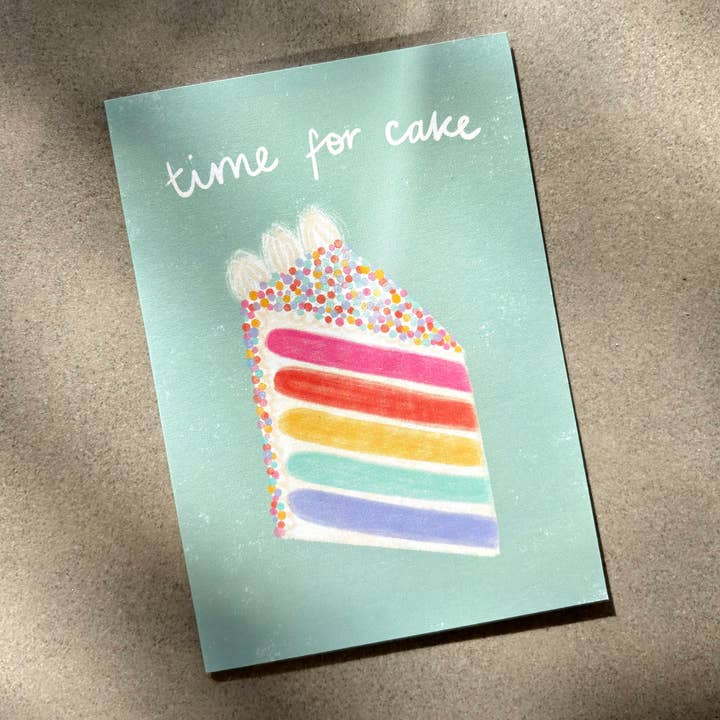 Lauren Sissons Studio - Wholesale Birthday card - Time for Cake Birthday Card - Bday Greeting Card | Green1