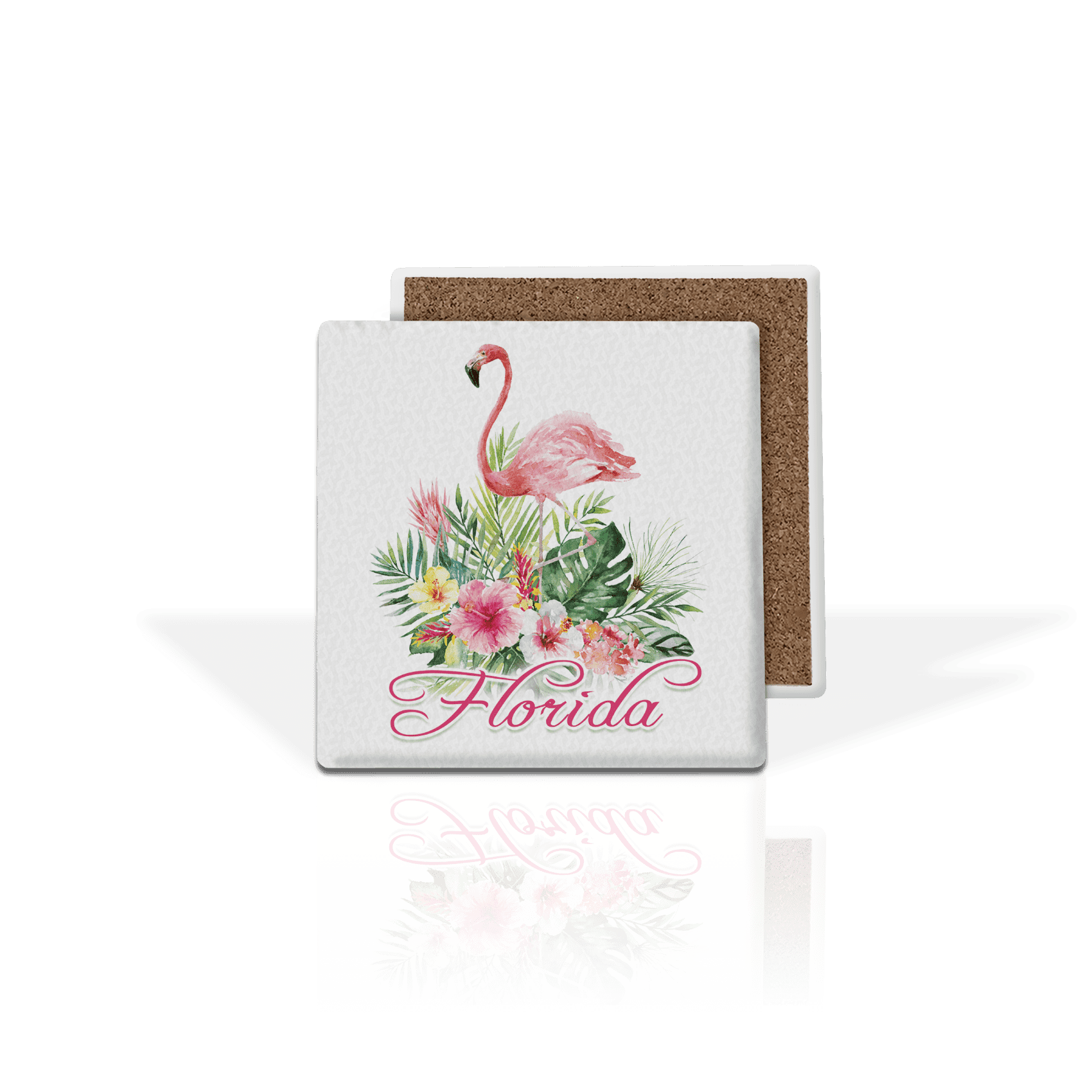 Matrix – Großhandel Untersetzer – Anpassbarer absorbierender Steinuntersetzer: Aquarell Flamingo N0