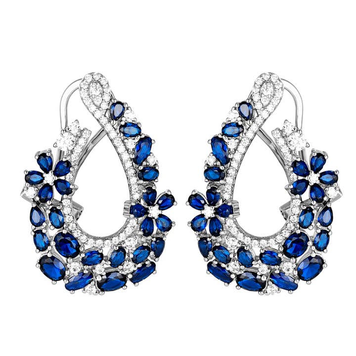 Rhodium Plated Sterling Silver CZ Post Clip Earrings for wholesale by Dlux Jewels