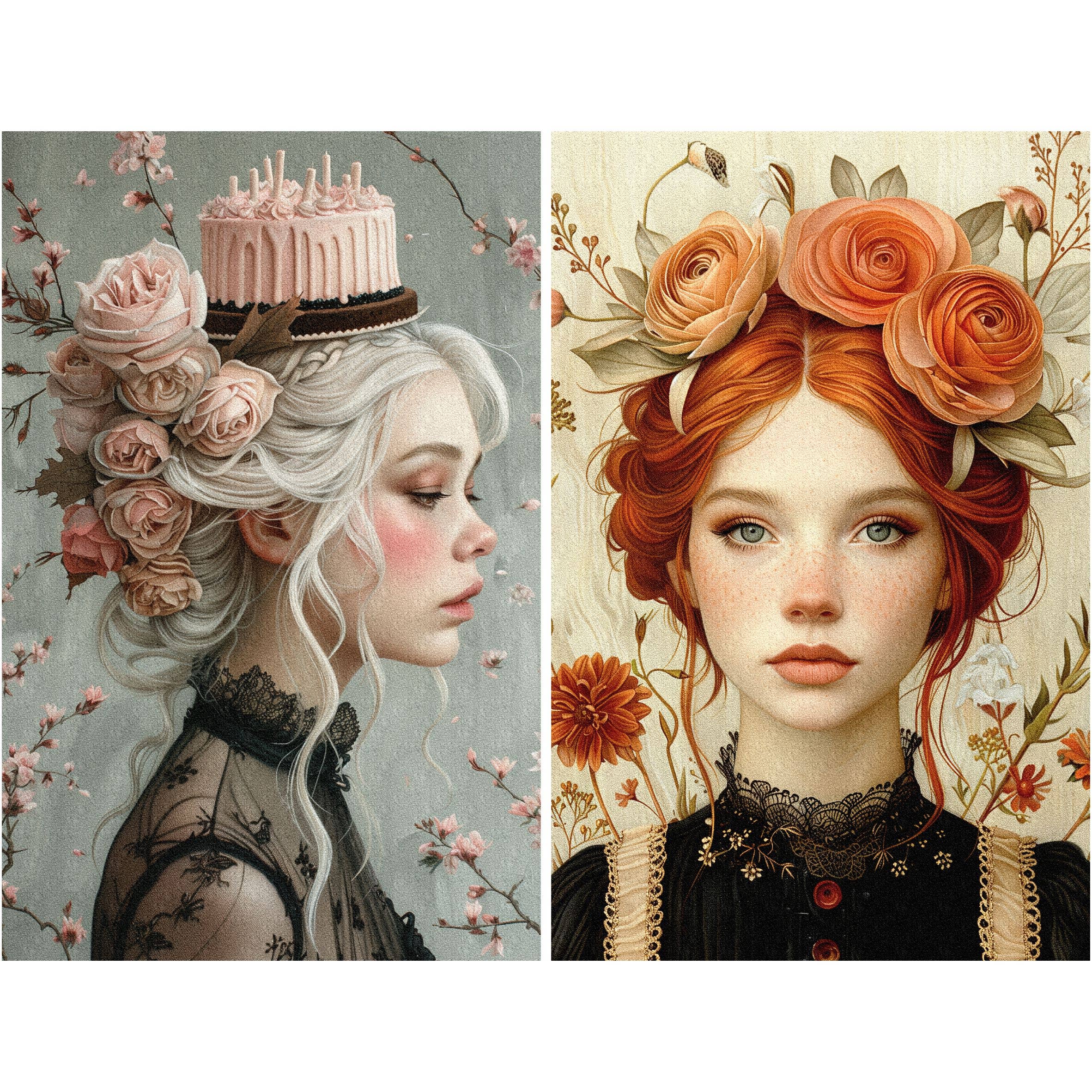 Craft Kreatively – wholesale Hantverkstillbehör – Ricepapper för decoupage med damer i hattar - A4, 6 ark – Crafts2