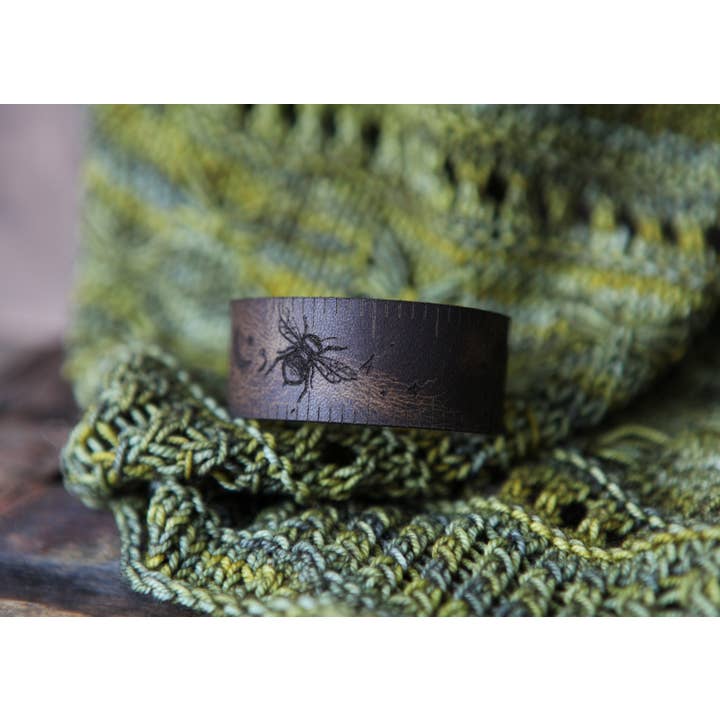 Bee and Moon Reclaimed Leather Ruler Cuff with Bronze Stud for wholesale by Sunrise Grove