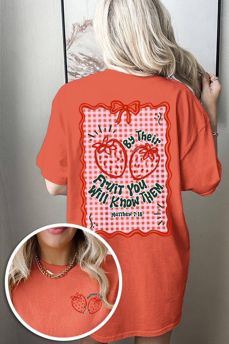 COLORBEAR - Vendita all'ingrosso Maglietta stampata - Donna - Maglietta in cotone pesante con grafica di fragole By their Fruit5