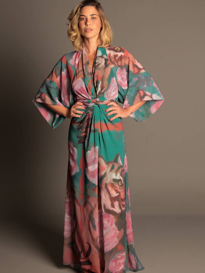 Izadora Kimono - Olio di Tigre per la vendita all'ingrosso da parte di Maria Sanz Kimono