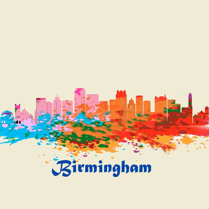 City Of Birmingham Skyline Poster Watercolor Art for wholesale by BMS BIZ