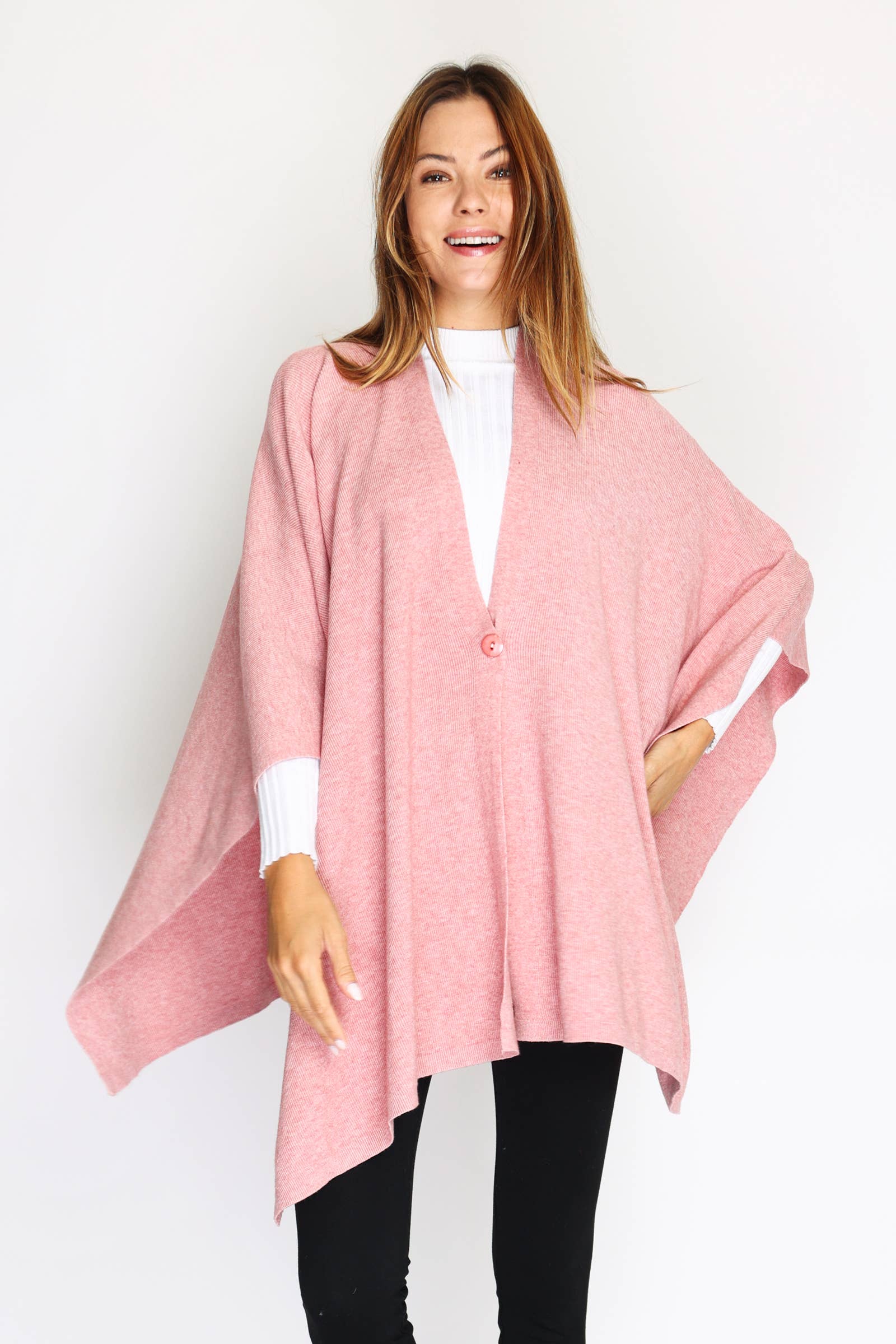 ORNELLA PARIS - Wholesale Poncho - Women's - Ponchos with one button LEL-G8757

6