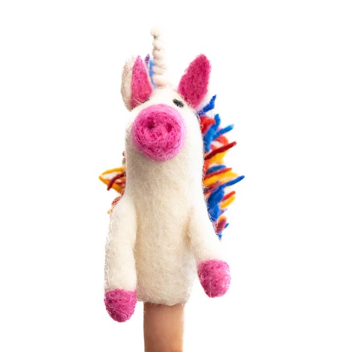 Unicorn Finger Puppet, Handmade, Needle Felted, 100% Wool for wholesale by Everest Pet Supply & Gifts
