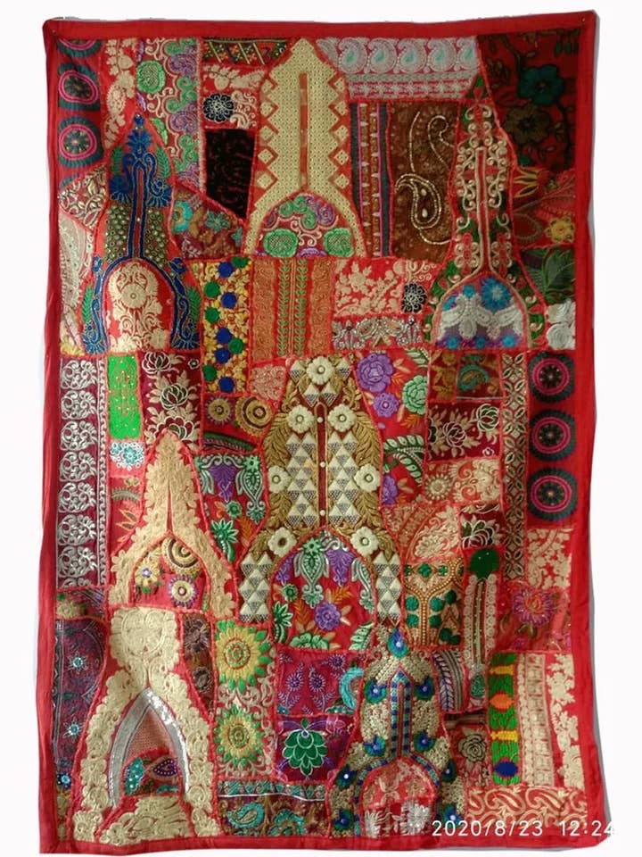 Bohemian Hand Embroidered Patchwork Wall Hanging Handmade for wholesale by GYPSY STUDIO