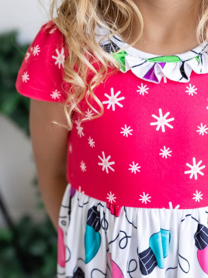 Oopsie Daisy - Wholesale Nightdress - Kids - Kids Christmas Holiday Lights Ruffle Lounge Play Gown