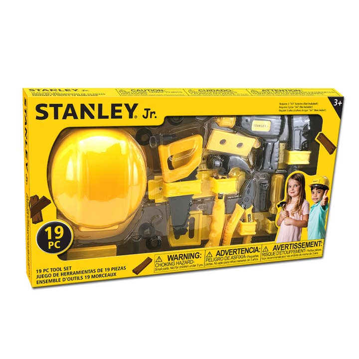 Red Toolbox Stanley Jr. 19-Piece Pretend Play Tool Set for wholesale by Toysmith