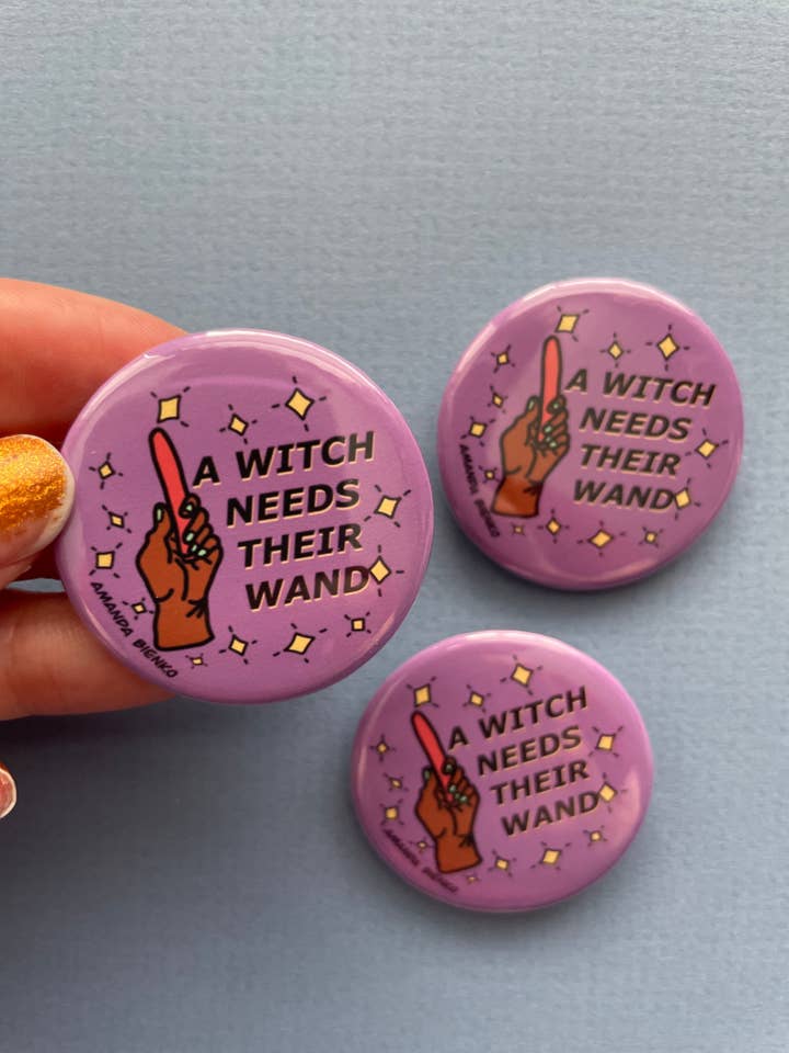 Vibromasseur de sorcière Sex/Positive Purple Pin pour la vente par A.J.B- art goodies