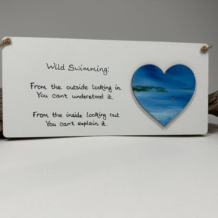 Targa per nuoto selvaggio, detti divertenti dipinti a mano con cuore per la vendita all'ingrosso da parte di Mi Designs, Moray