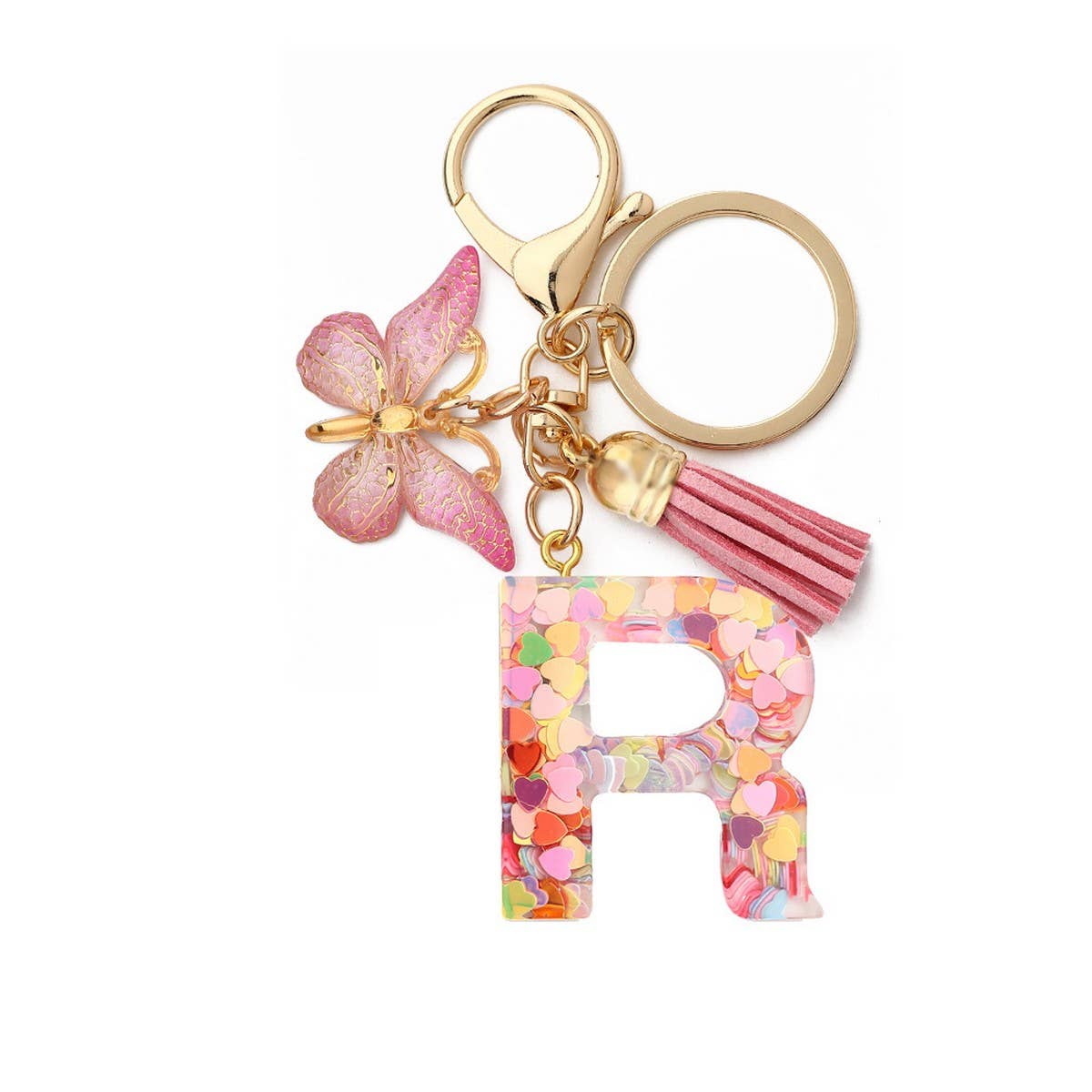 ACCITY - Wholesale Keychain - Women's - Glitter Resin Letter Butterfly Keychain_CWMM686617