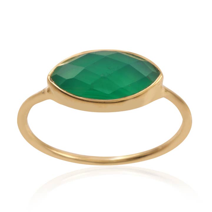 Bague Marquise en onyx vert pour la vente par Indie-Pendant