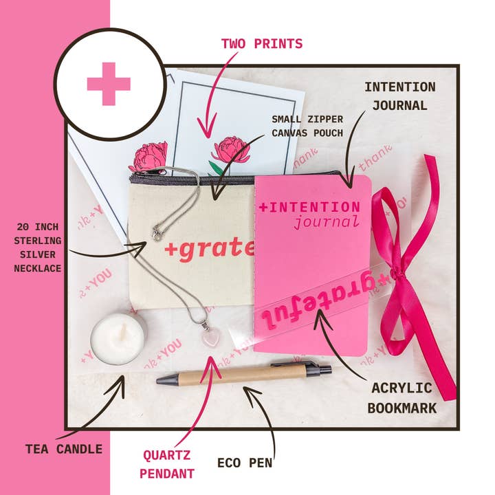 Grateful Compassion Gift Set: Rose Quartz, Journal for wholesale by Poppy+Lily