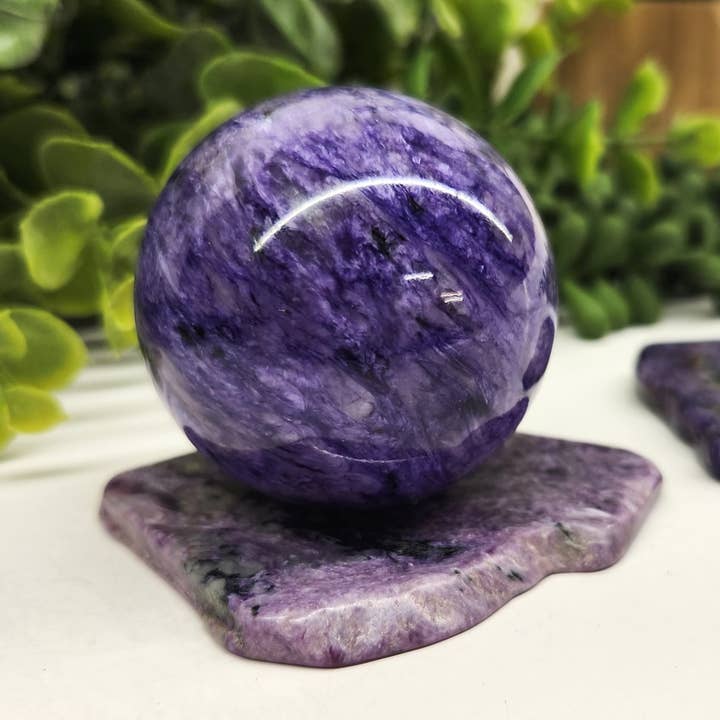 Meraki Gemstones – wholesale Spiritual stone/crystal – Charoite Polished Semi-Precious Gemstone Sphere (5 to 6cm)5