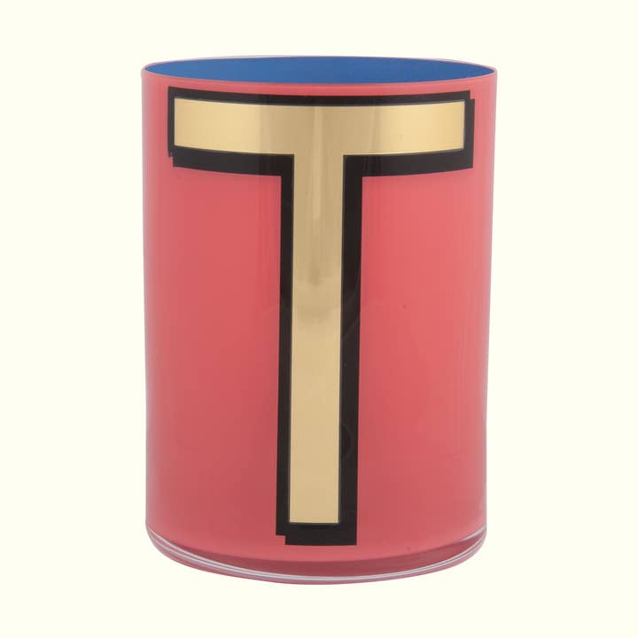 Alphabet Brush Pot - T Carnation for wholesale by Bridie Hall Ltd