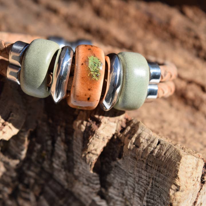Pulseira Multicolor Cortiça com Feiras por atacado de Cork Tree Designs
