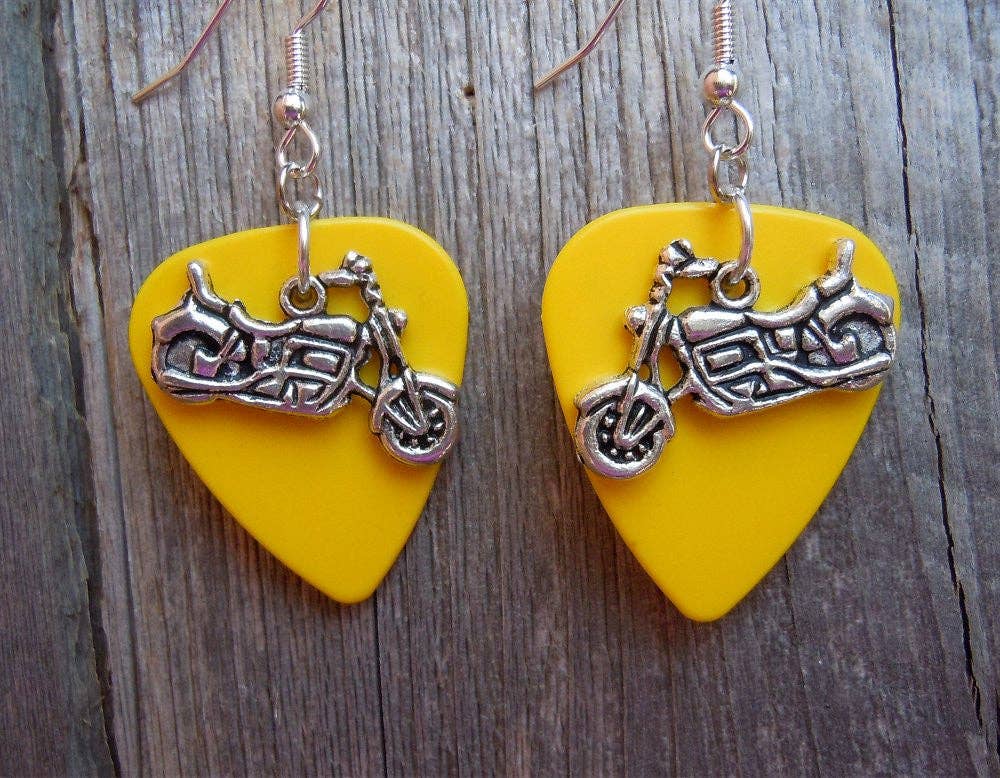 Simply Raevyn - Wholesale Dangle Earrings - Motorcycle Charm Guitar Pick Earrings27