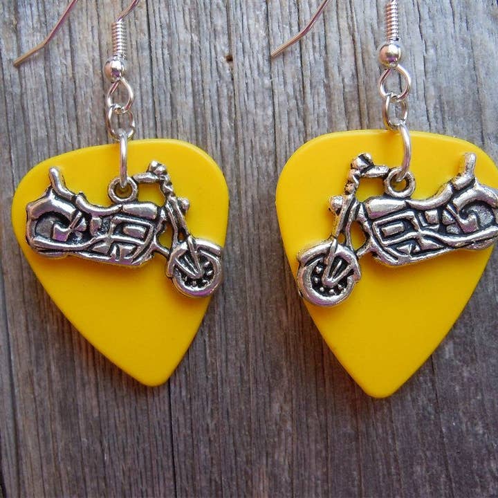Simply Raevyn - Wholesale Dangle Earrings - Motorcycle Charm Guitar Pick Earrings27