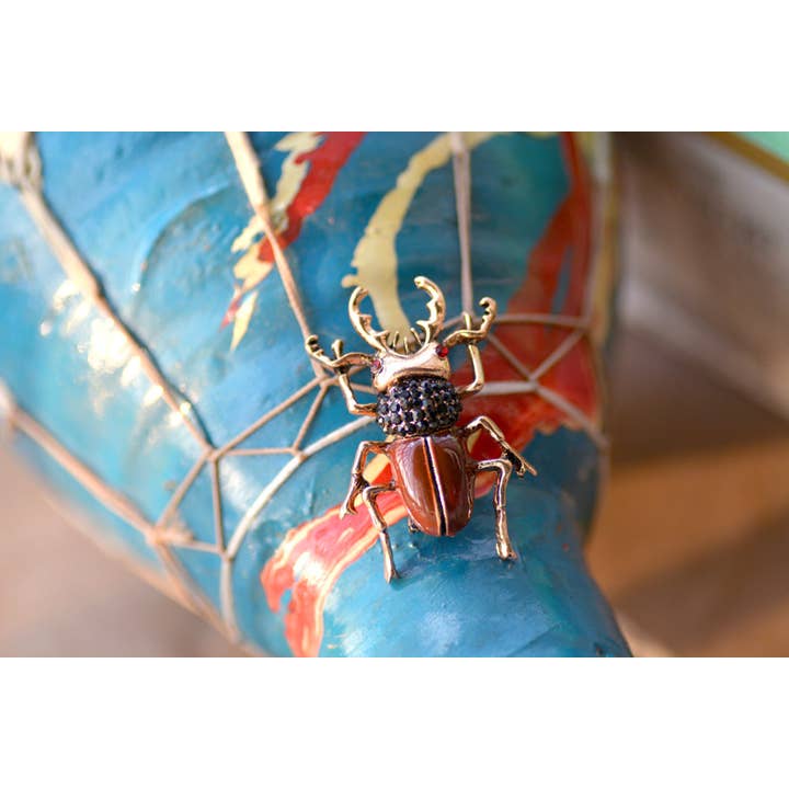 Tourtiwi - Wholesale Brooch - Bee Beetle Crystal Pearl Brooch, Cute Insect Metal Pin20