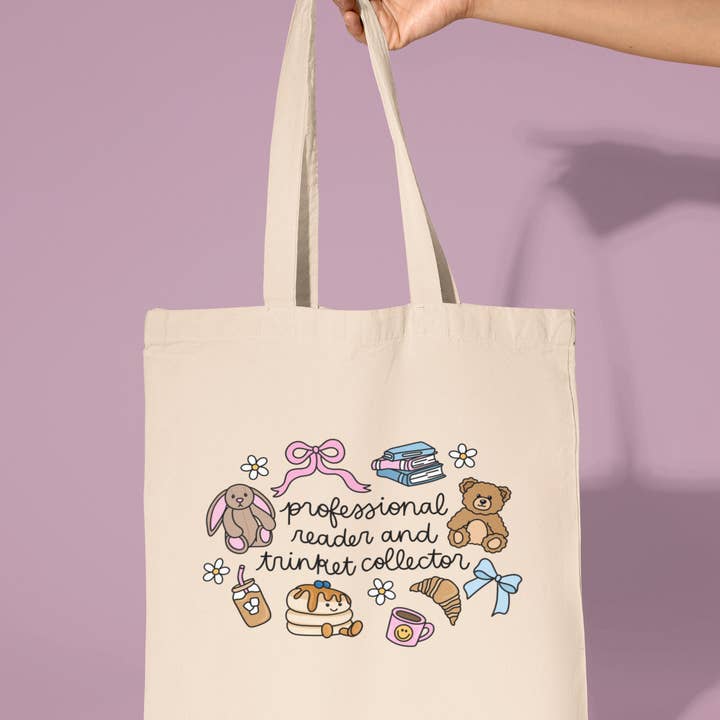Professional Reader & Trinket Collector Tote Bag for wholesale by amarieacreates