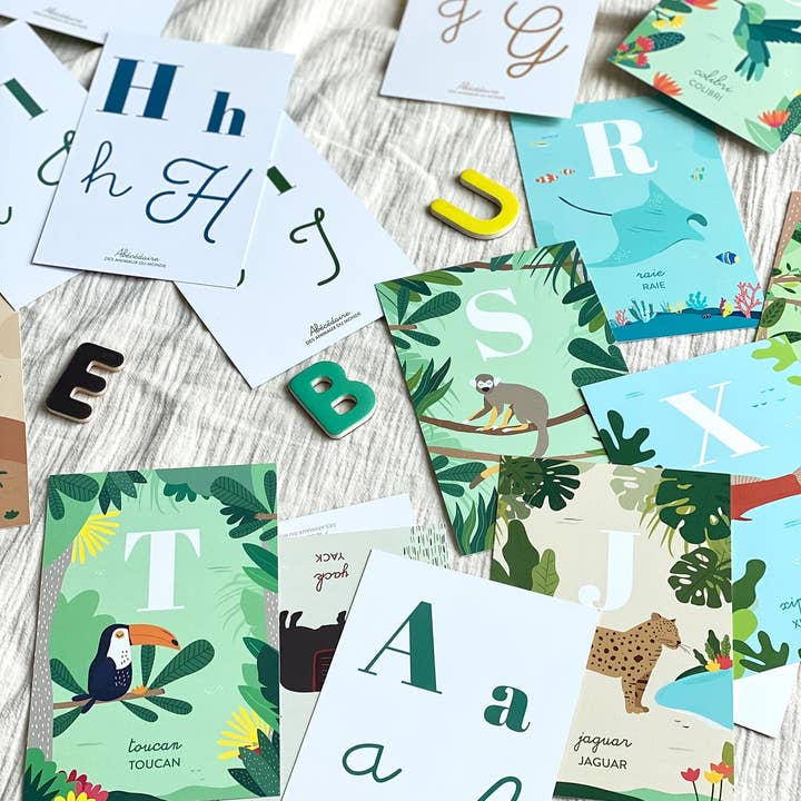 Papier curieux - Wholesale Learning Cards - Kids & Baby - Montessori animal alphabet cards for children