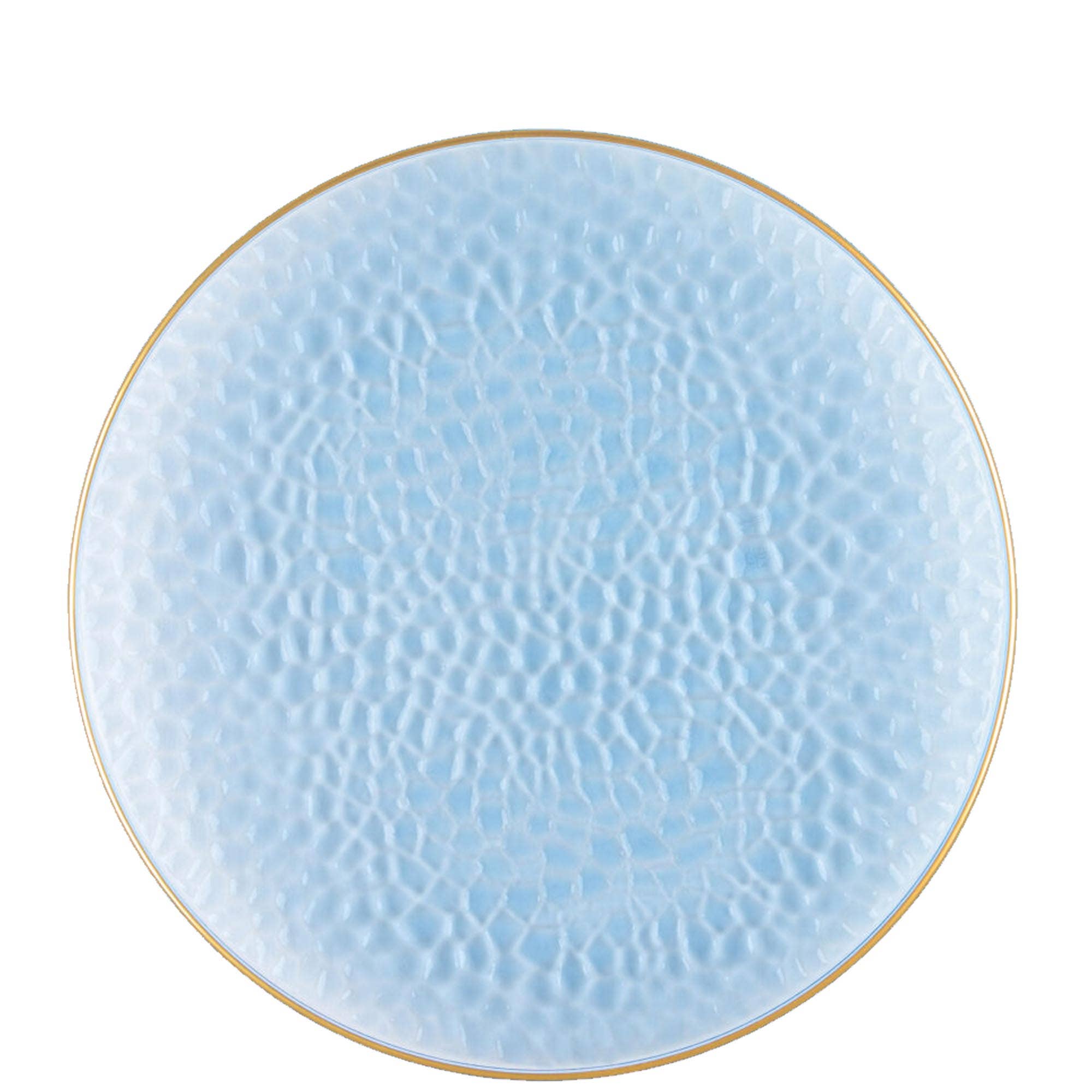 EcoQuality – wholesale Disposable plate – Disposable Hammered Blue Plastic Lunch Plates Gold Rim Combo2