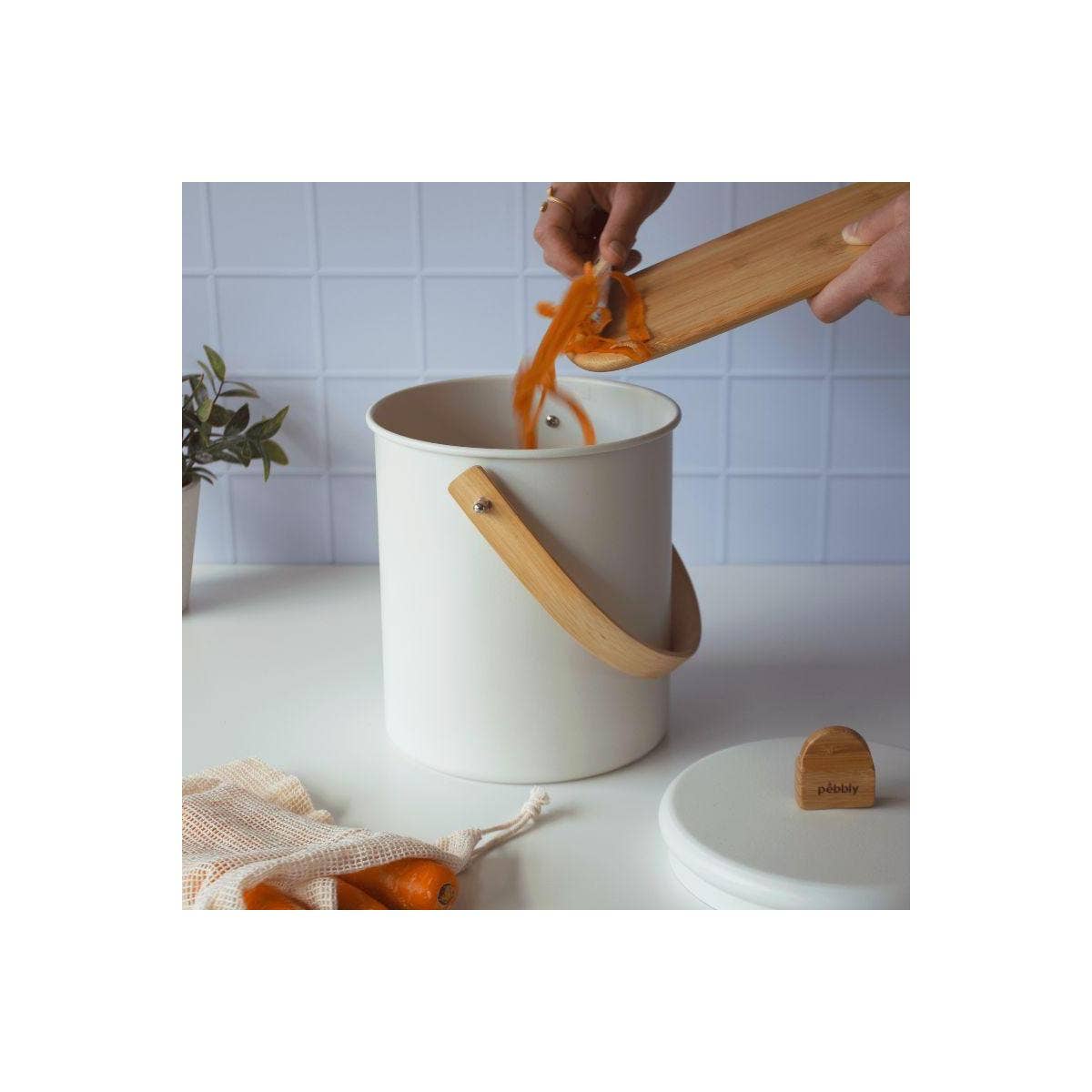 Pebbly France - Wholesale Food Storage Container - Zero Waste Box: Compost Bin, Board, Net, Knife2