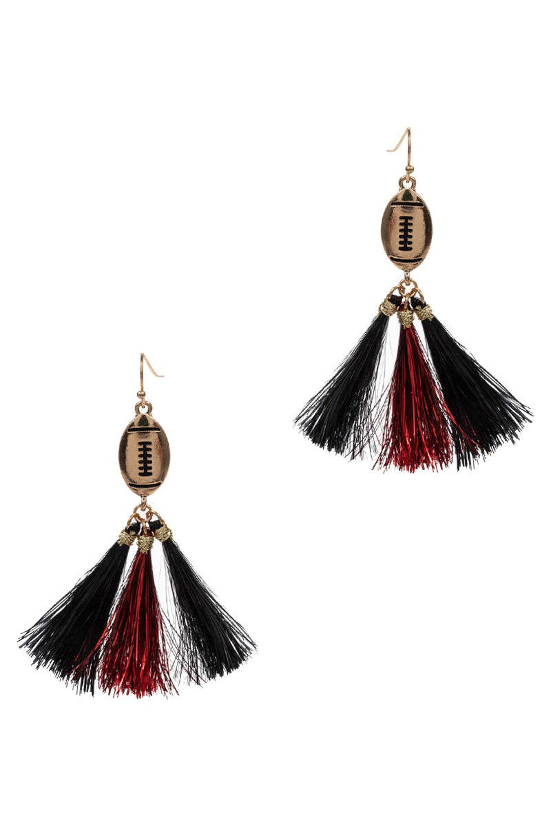 Designature New York - Wholesale Tassel Earrings - Game Day Football Shaped Tassel Hook Earrings10