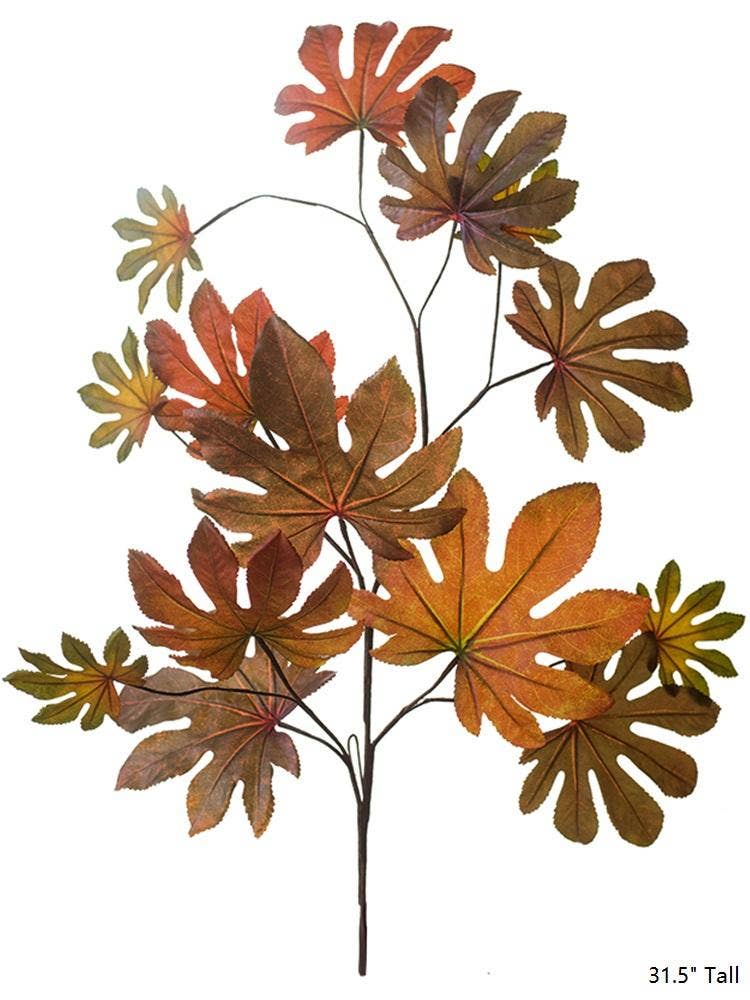 Rustic Reach - Wholesale Artificial Plant - Artificial Fatsia Leaf in Autumn Red 32" Tall1