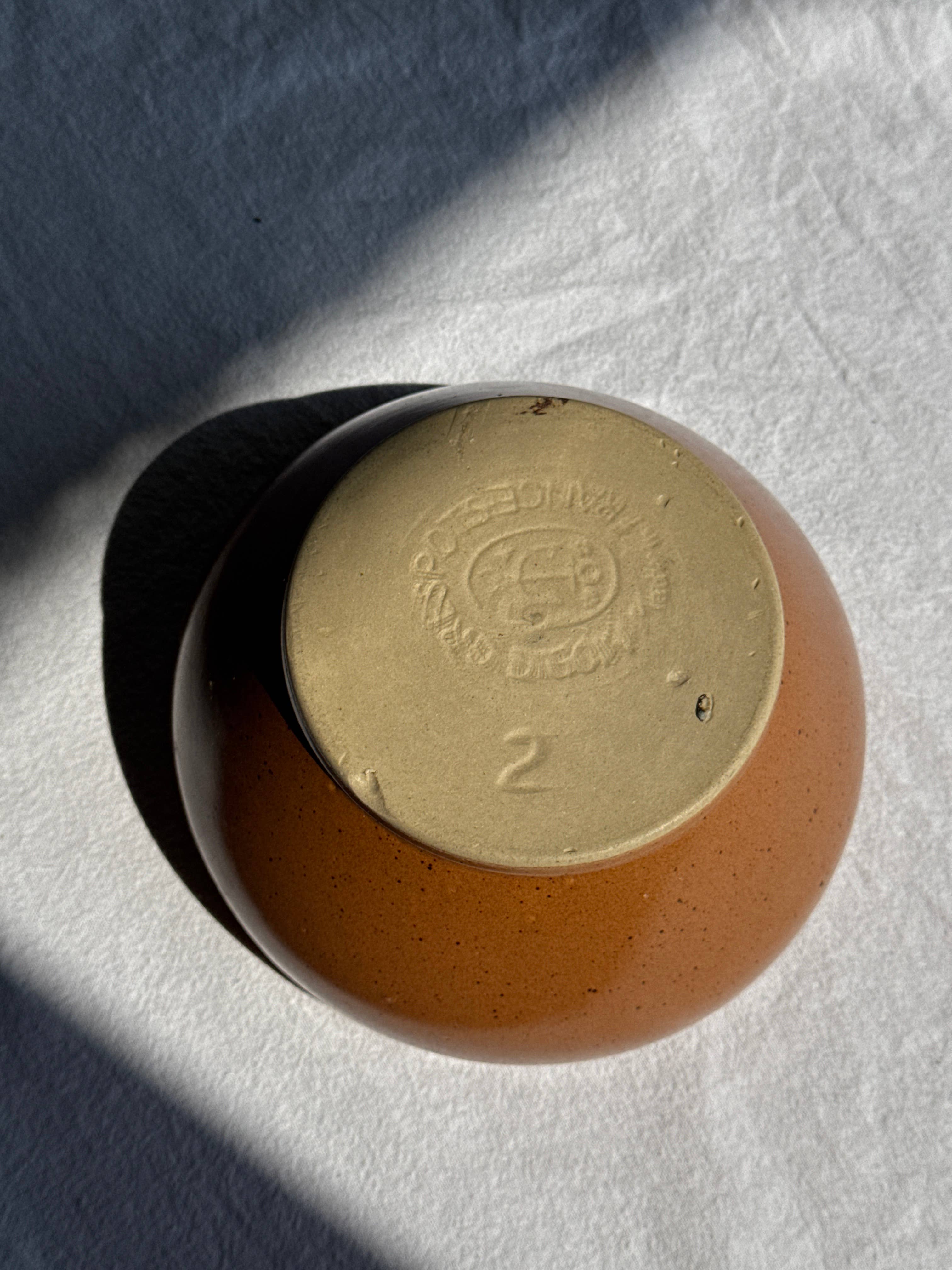 Medium stoneware bowl Digoin Grès Pots France brown orange D17 for wholesale on Faire6