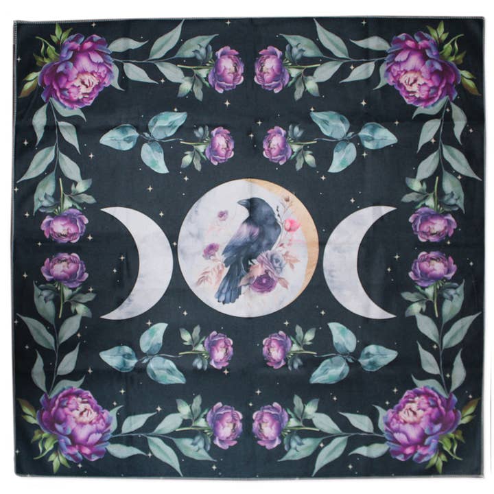 Moon Raven Floral Black Small Tapestry for wholesale by ZAD