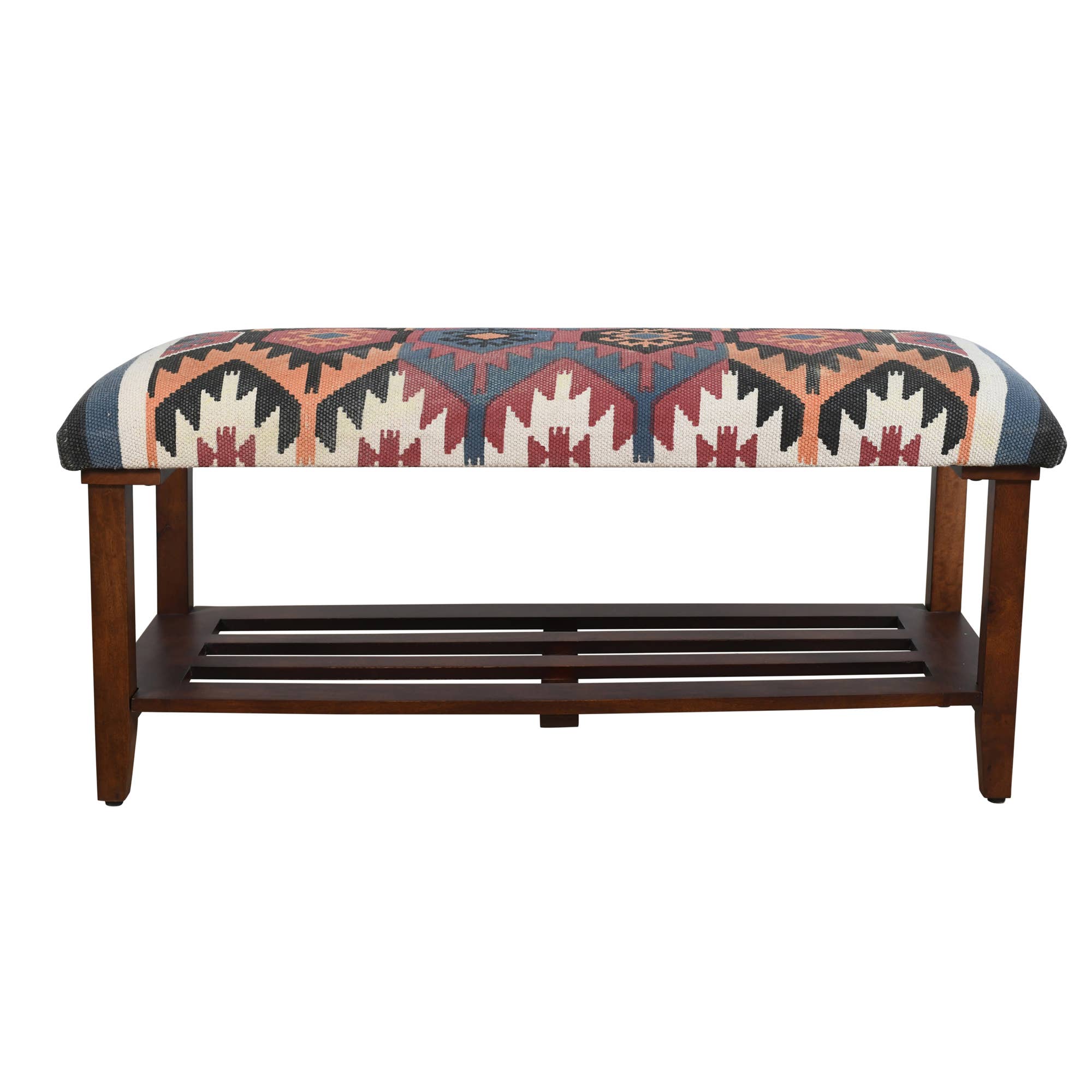 LR Home - Wholesale Bench - Handcrafted Bohemian Accent Bench – Mango Wood & Cotton0