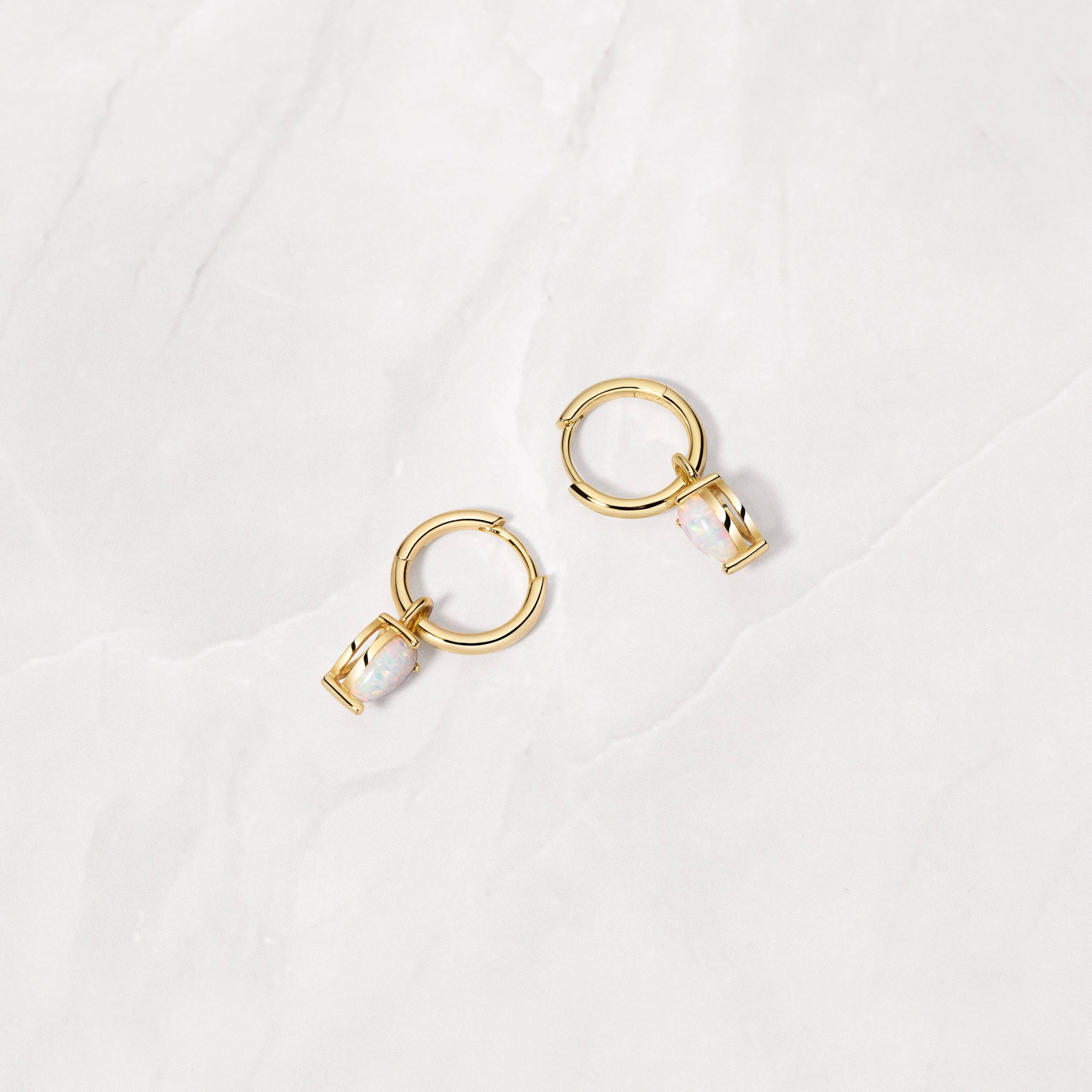 Sami Jewels - Wholesale Huggie Earrings - Opal Tear Drop Charm Huggies3