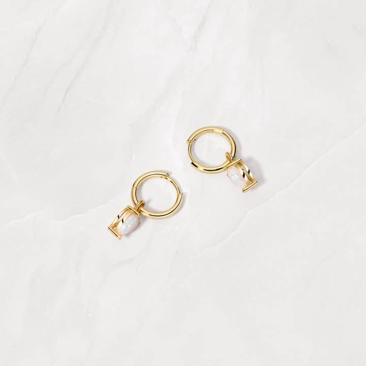 Sami Jewels - Wholesale Huggie Earrings - Opal Tear Drop Charm Huggies3