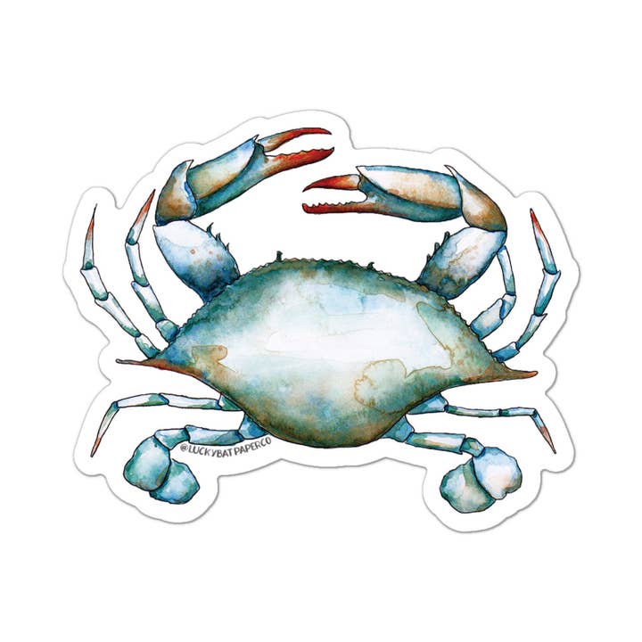 Blå Krabbe Sticker for engroshandel hos Lucky Bat Paper Co.