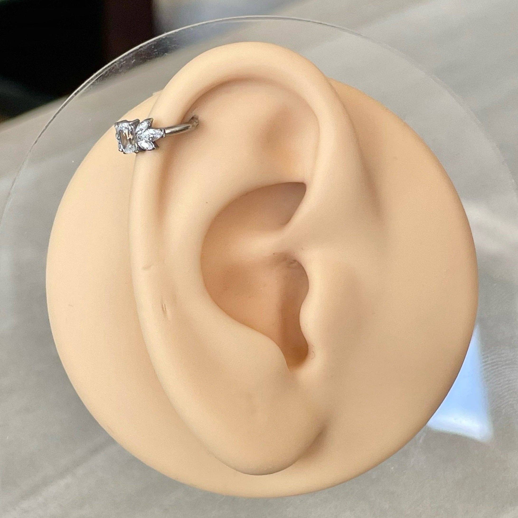 Elara Body Jewelry - Wholesale Single Earring - Gold Helix or Conch Earring (16G | 8mm or 10mm | Titanium | Gold or Silver)7
