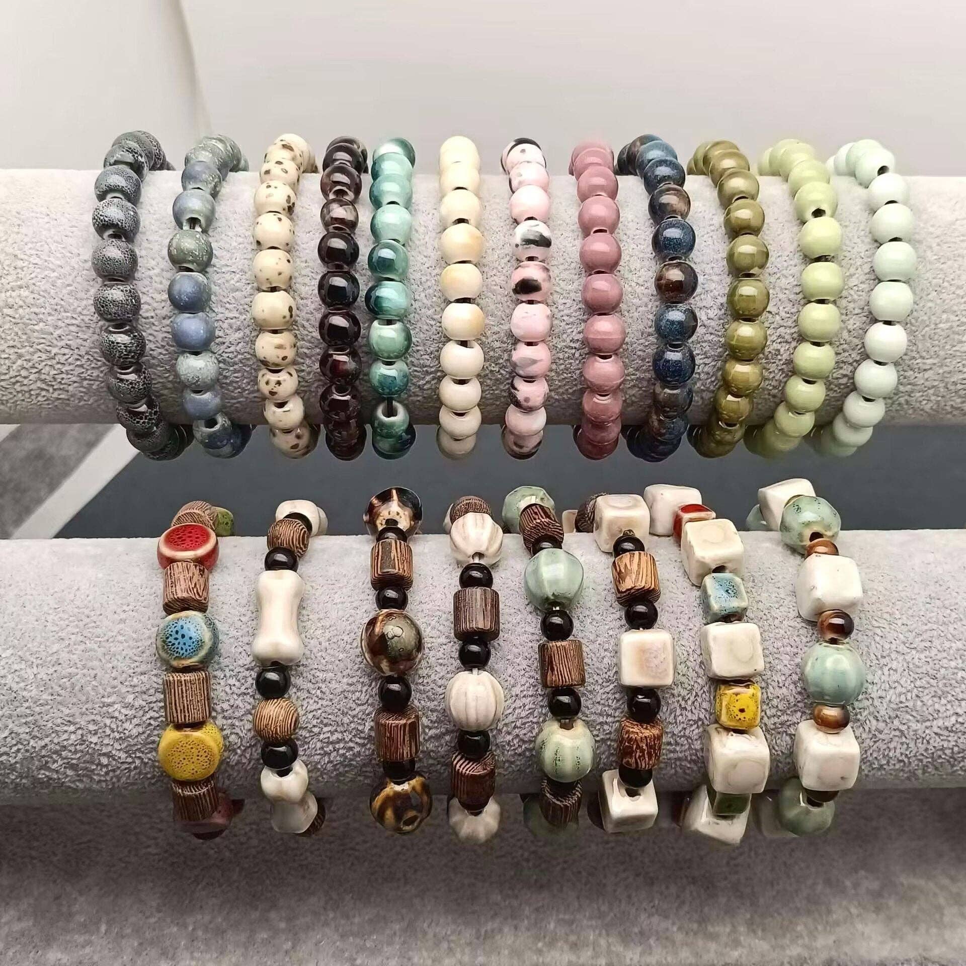 Mio Queena - Wholesale Armband met kralen - Handgemaakte elastische touwarmband met keramische kralen in meerdere stijlen14