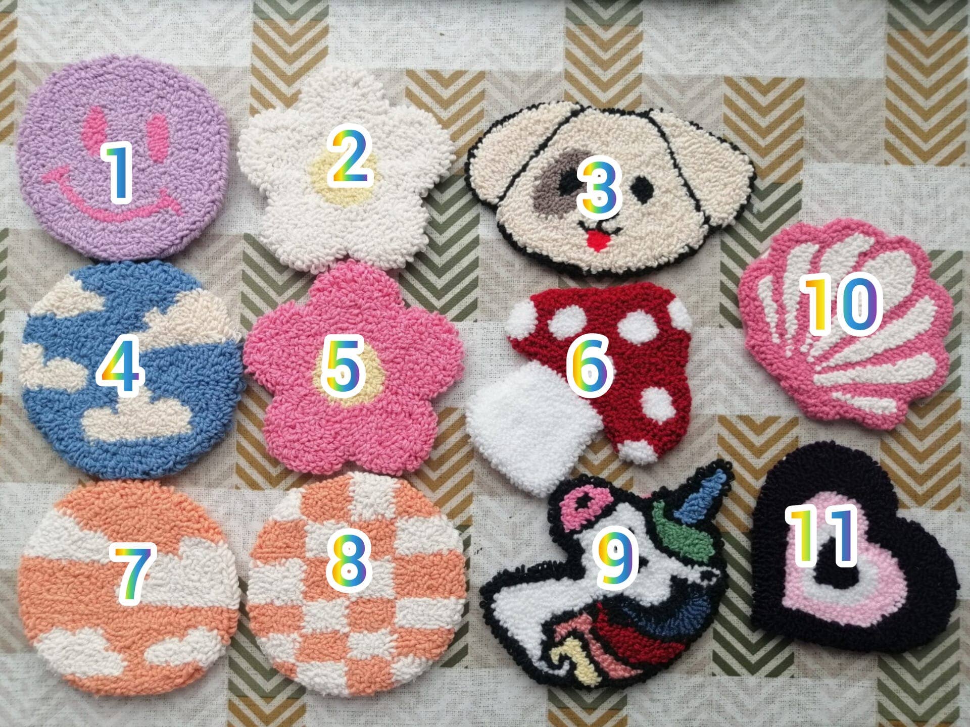 despinacrafting - Vente Sous-verre - Sous-verre tufté, sous-verre à café Punch Needle7