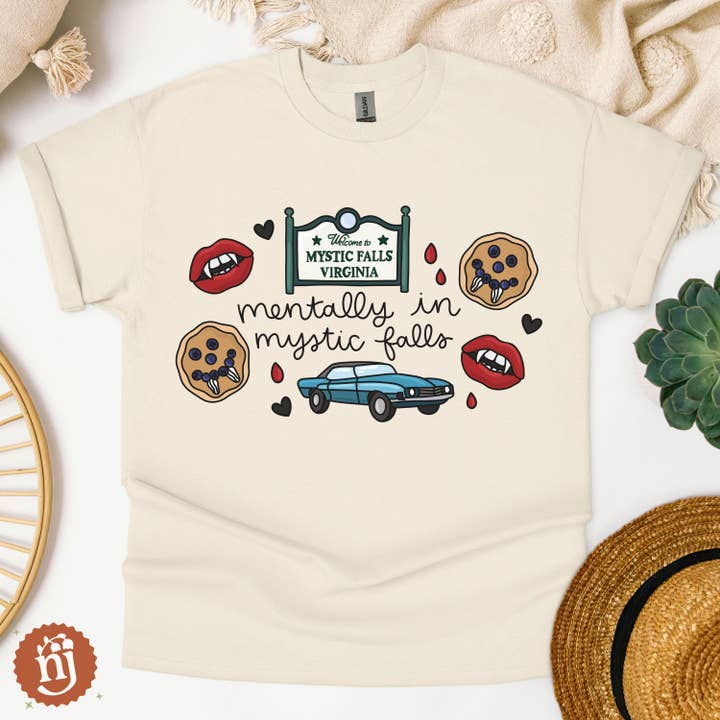 The Vampire Diaries Mentally in Mystic Falls T-Shirt for wholesale by Nearly June Design Co