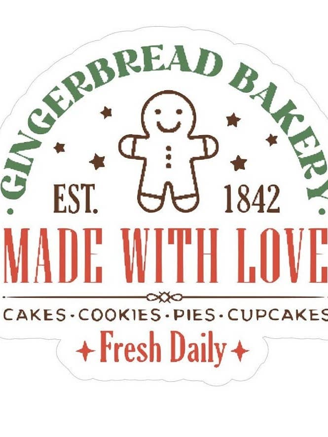 Gingerbread Bakery Sticker, Christmas Sticker for wholesale by Sakura Design Gallery