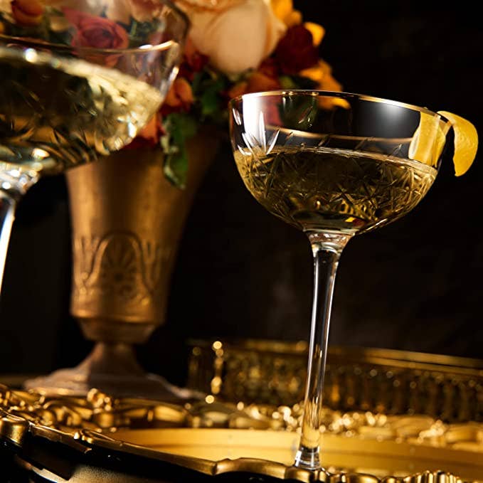 The Wine Savant /  Khen Glassware - Vendita all'ingrosso Bicchieri da cocktail/superalcolici - Set di 2 bicchieri da Martini Coupe di lusso vintage Art Déco6