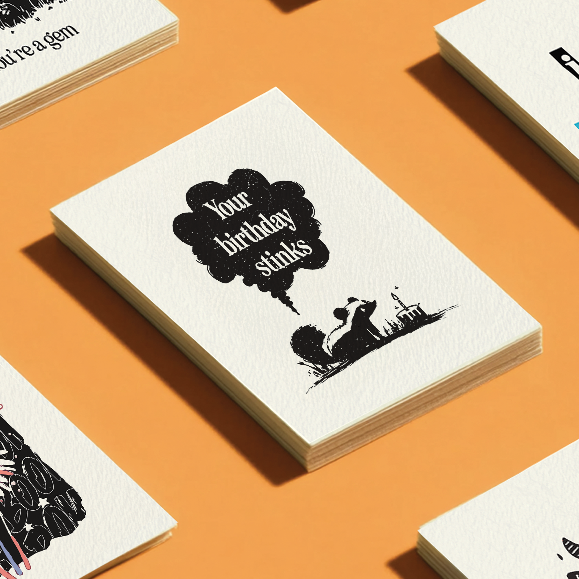 Petty Paper Studio - Wholesale Birthday Card - Your Birthday Stinks Skunk- A2 Birthday Greeting Card7