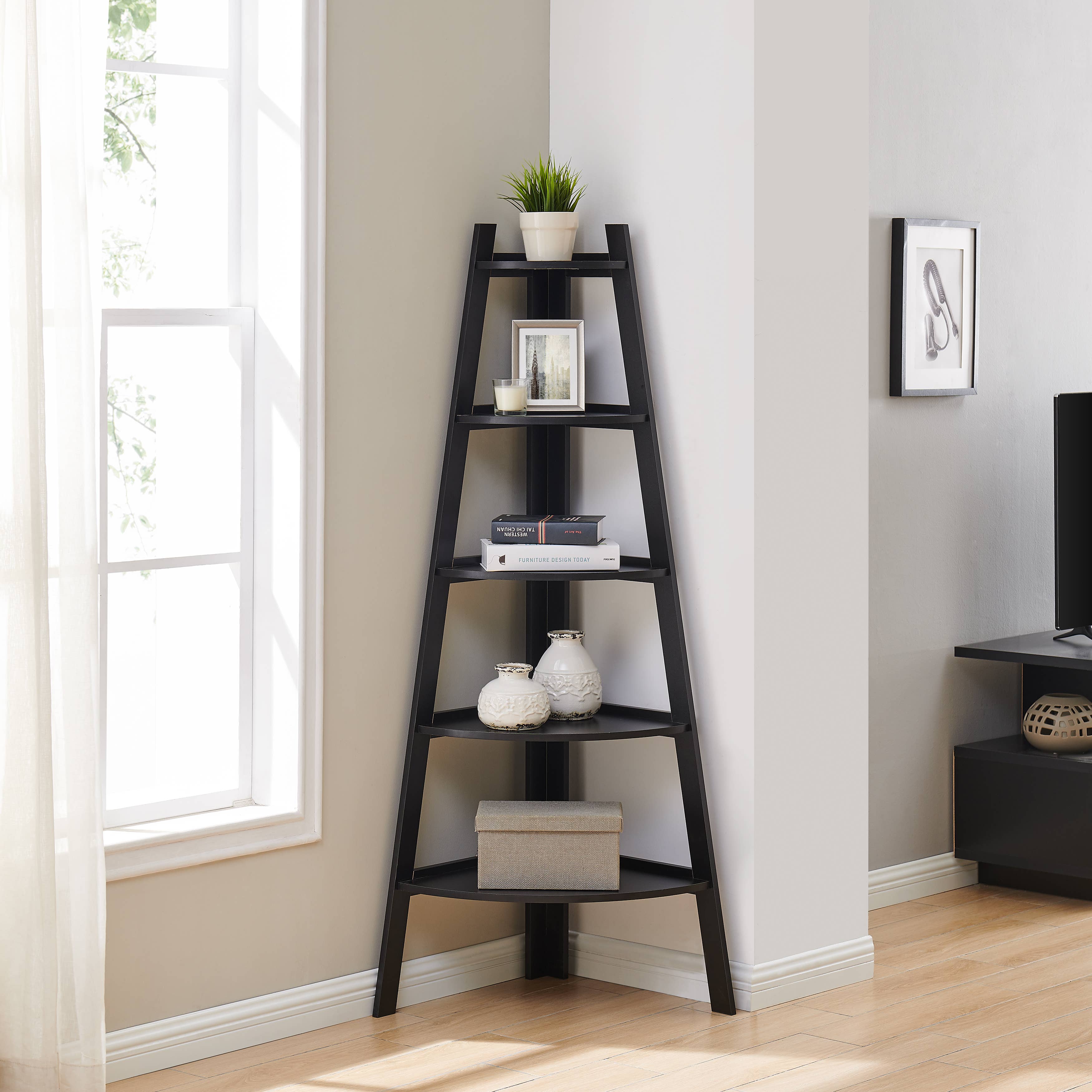 Danya B - Wholesale Bookcase - Five Tier Corner Ladder Display Bookshelf3