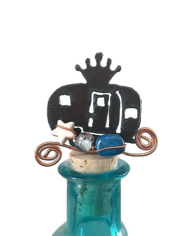 Rustic Wine Cork CAMPER with CROWN shape with beads and wire for wholesale by The Rustic Barn