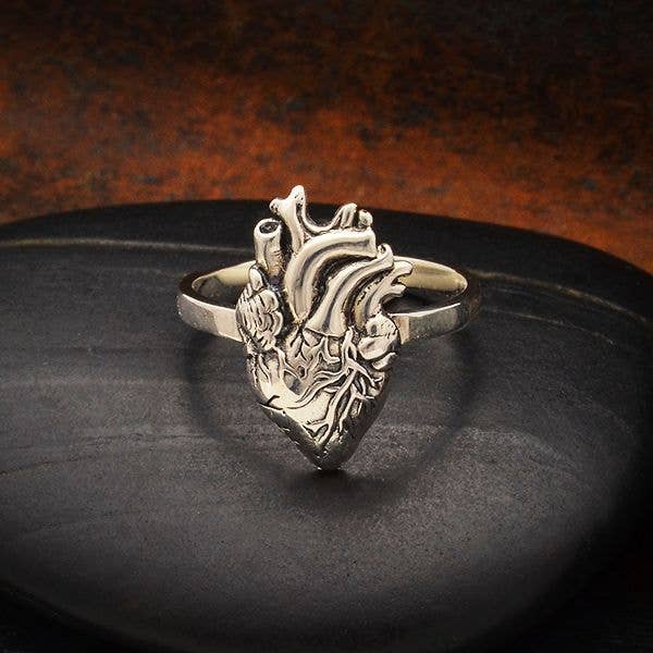 Nina Designs - Wholesale Cocktail/Statement Ring - Sterling Silver or Bronze Anatomical Heart Ring