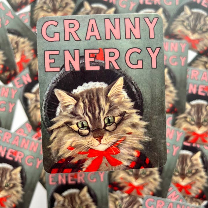 The Coin Laundry - Wholesale Sticker - Granny Energy Funny Cat Sticker